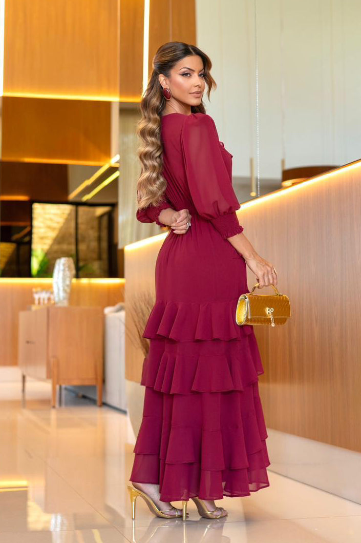 Maxi Midi Alessia Ruffles Vino