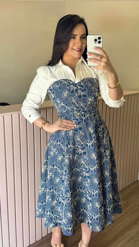 Vestido Giuliana | Denim Bordado