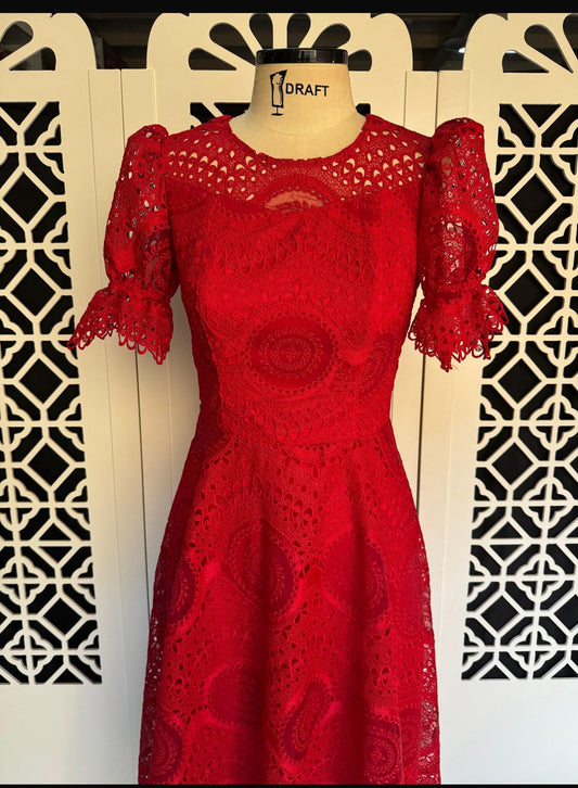 Vestido Encaje Real | Rojo