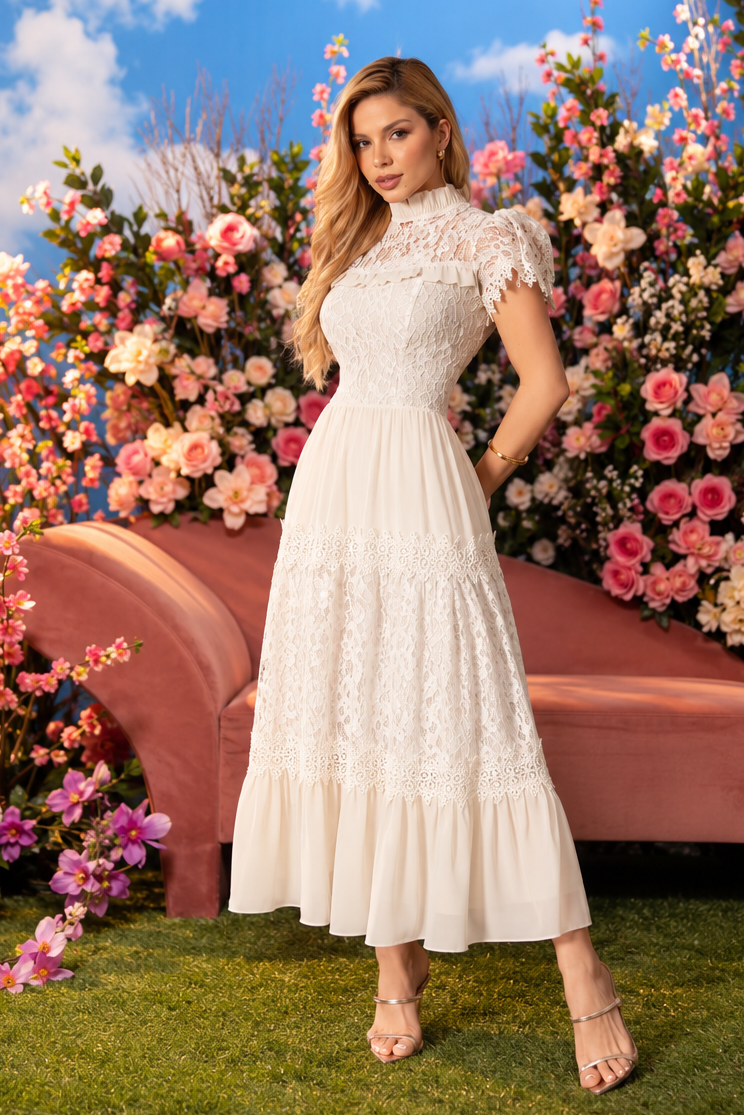 Vestido Amorella Encaje Blanco