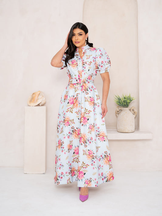 Maxi Vestido Primavera | Celeste