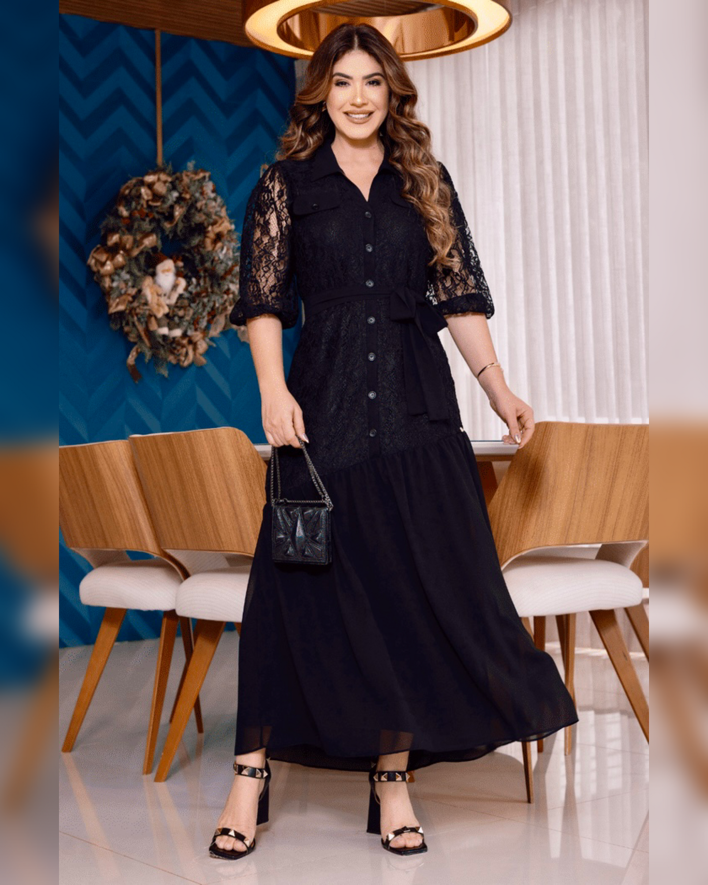 Vestido Camisero Maxi-Midi Muselina & Encajes