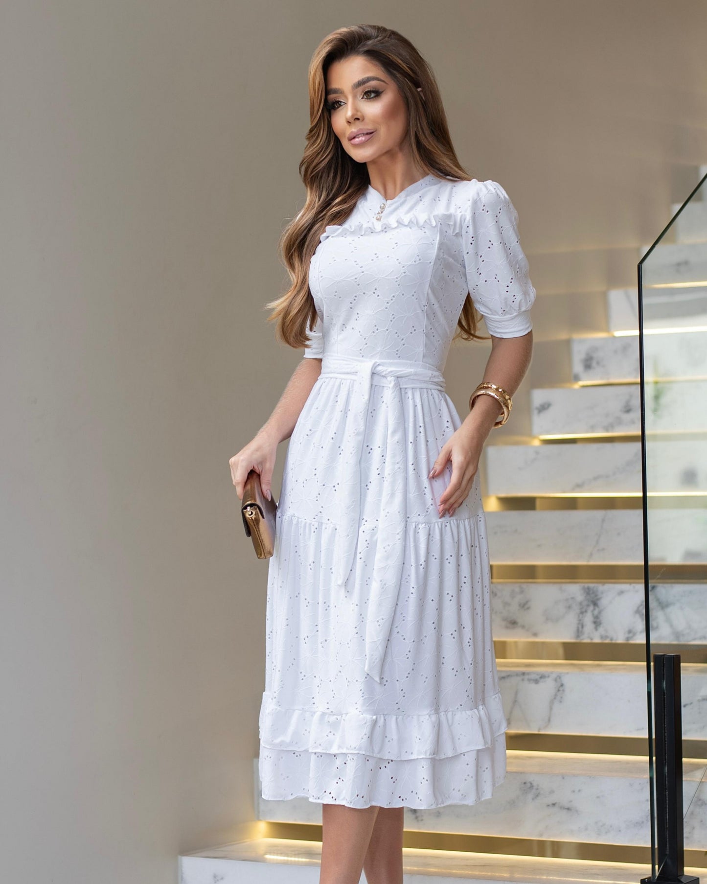 Vestido Encaje Stretchs Blanco