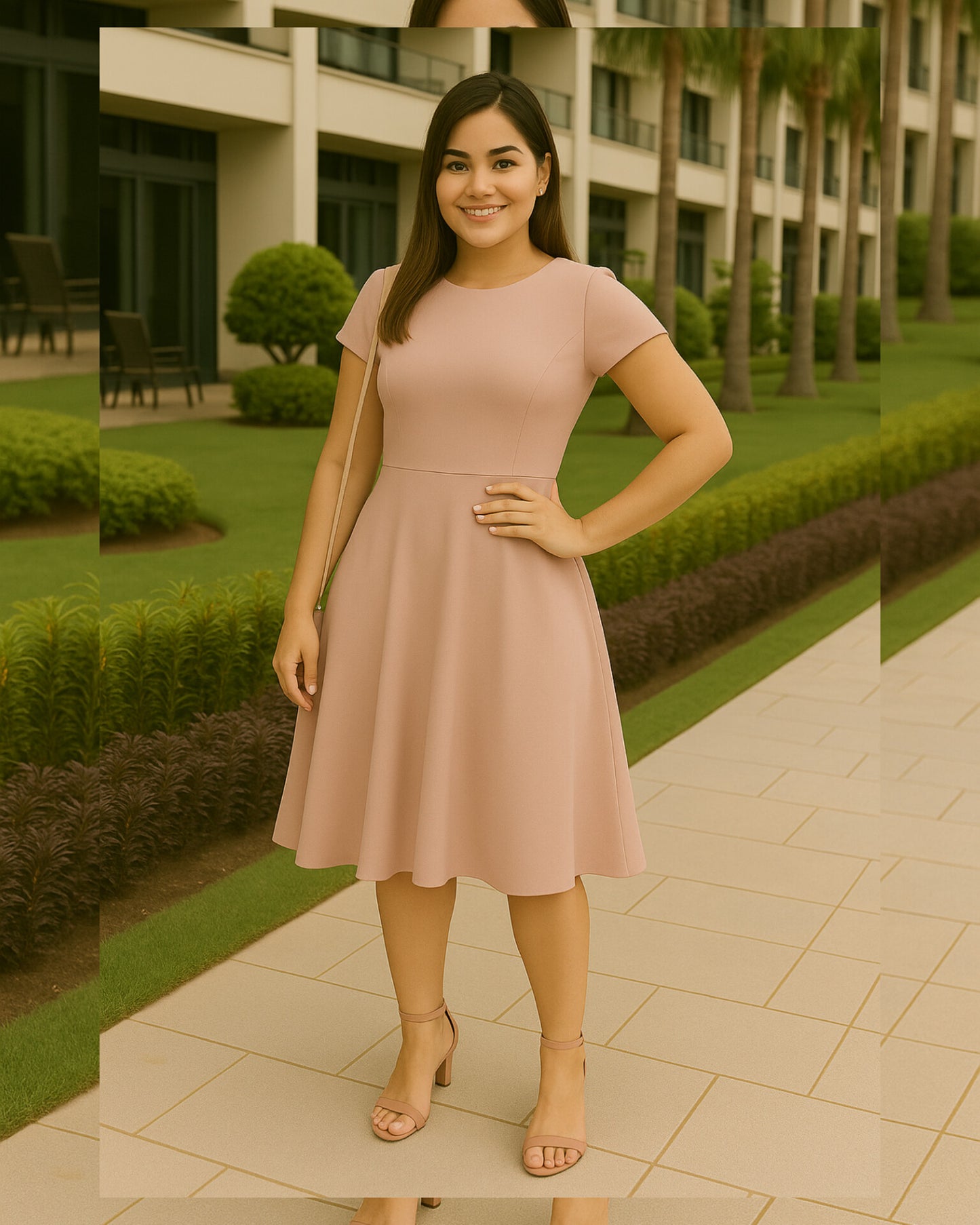 Vestido Acampanado Rosa