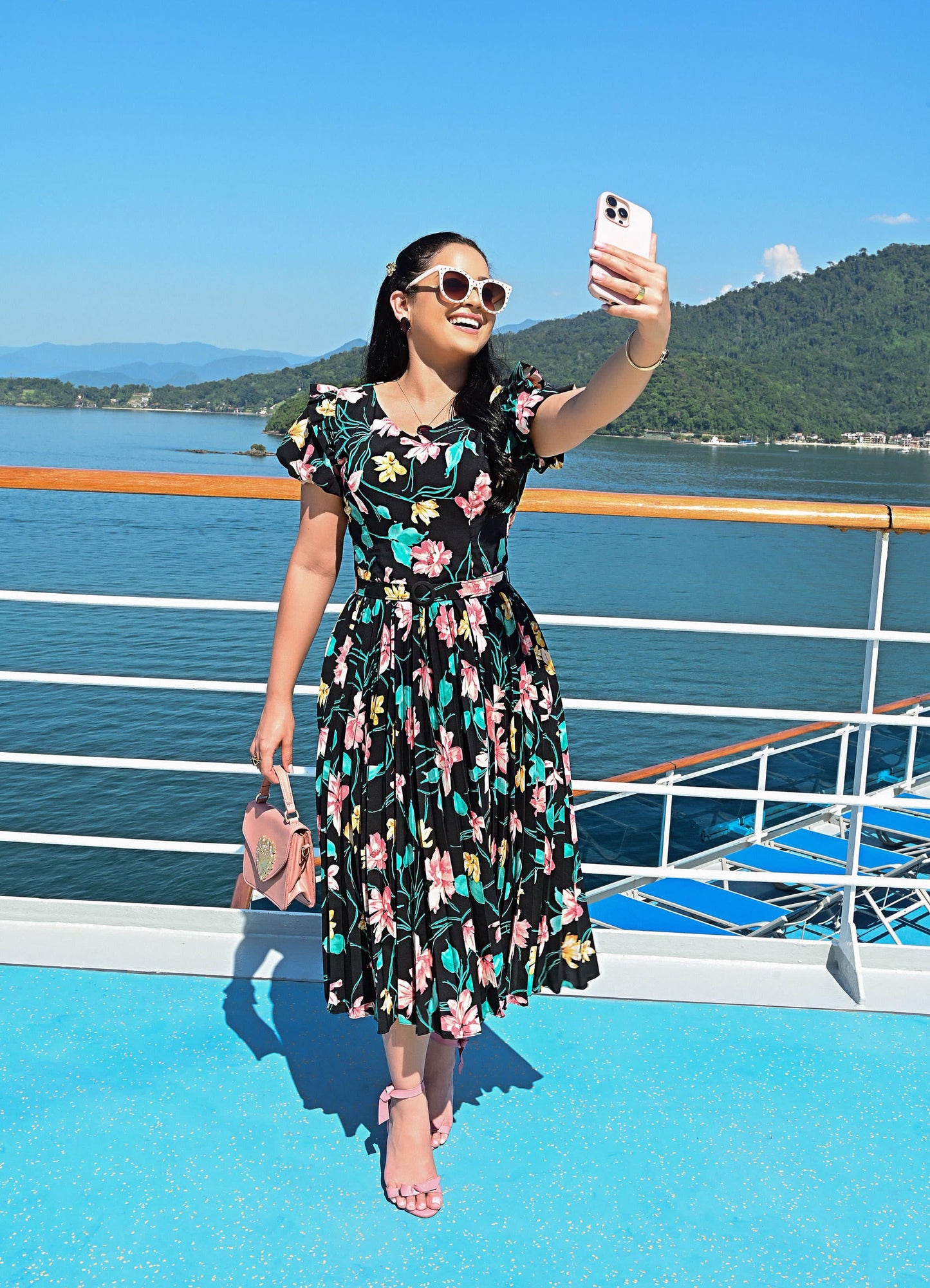 Vestido Plisado Print Tropical