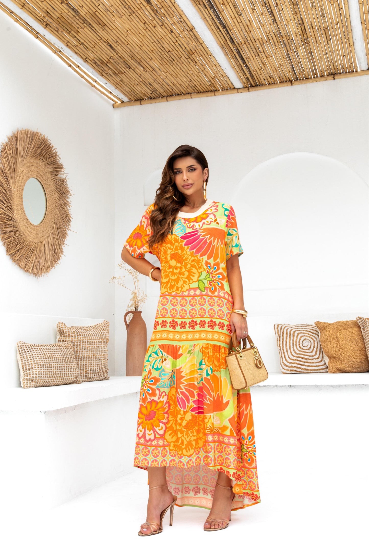 Maxi Vestido Estampado Tropical