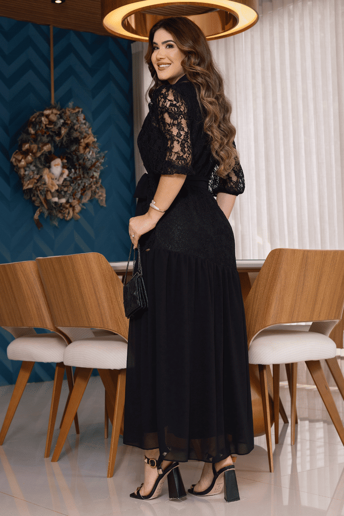 Vestido Camisero Maxi-Midi Muselina & Encajes