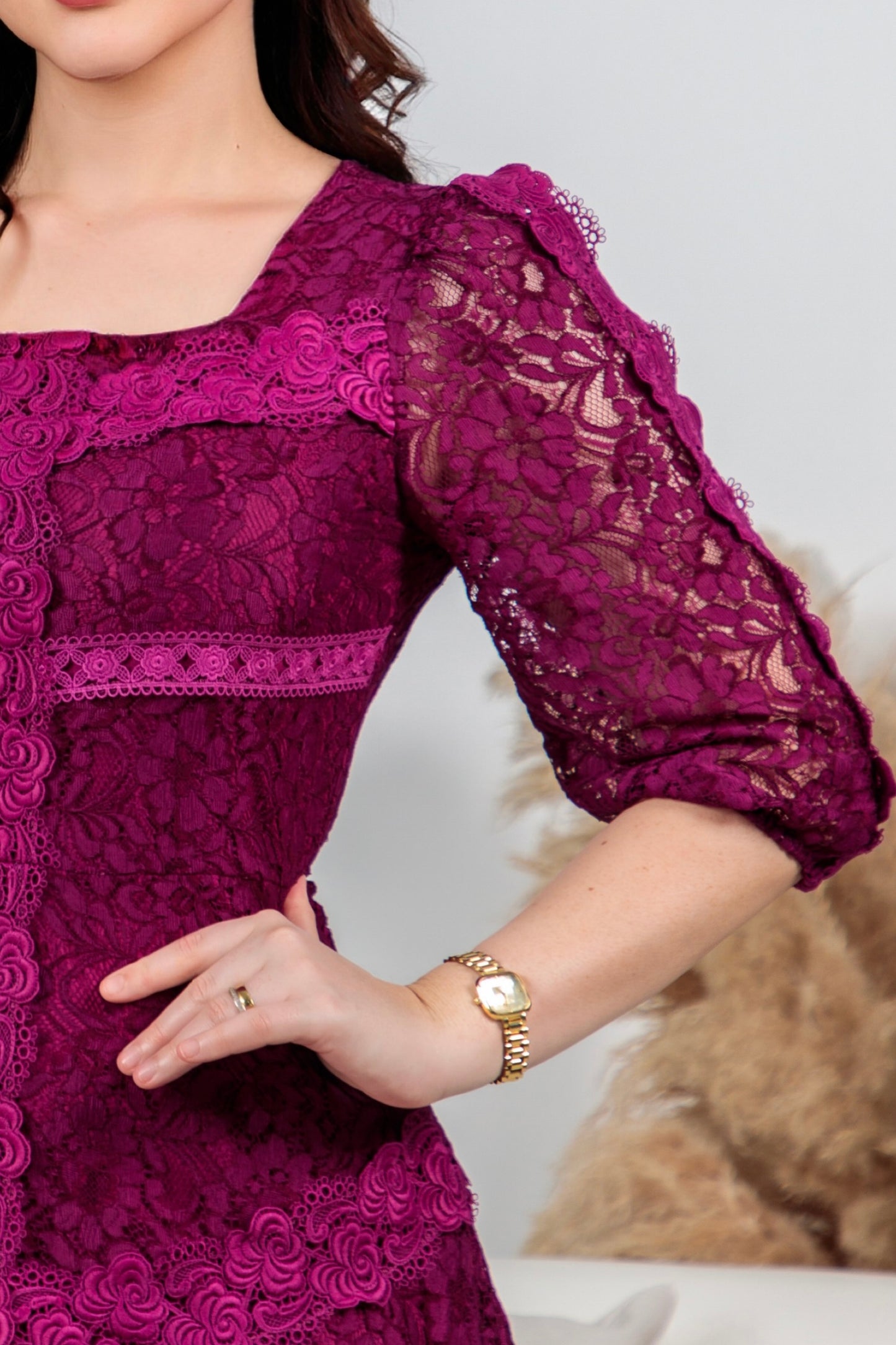 Vestido Encaje Magenta