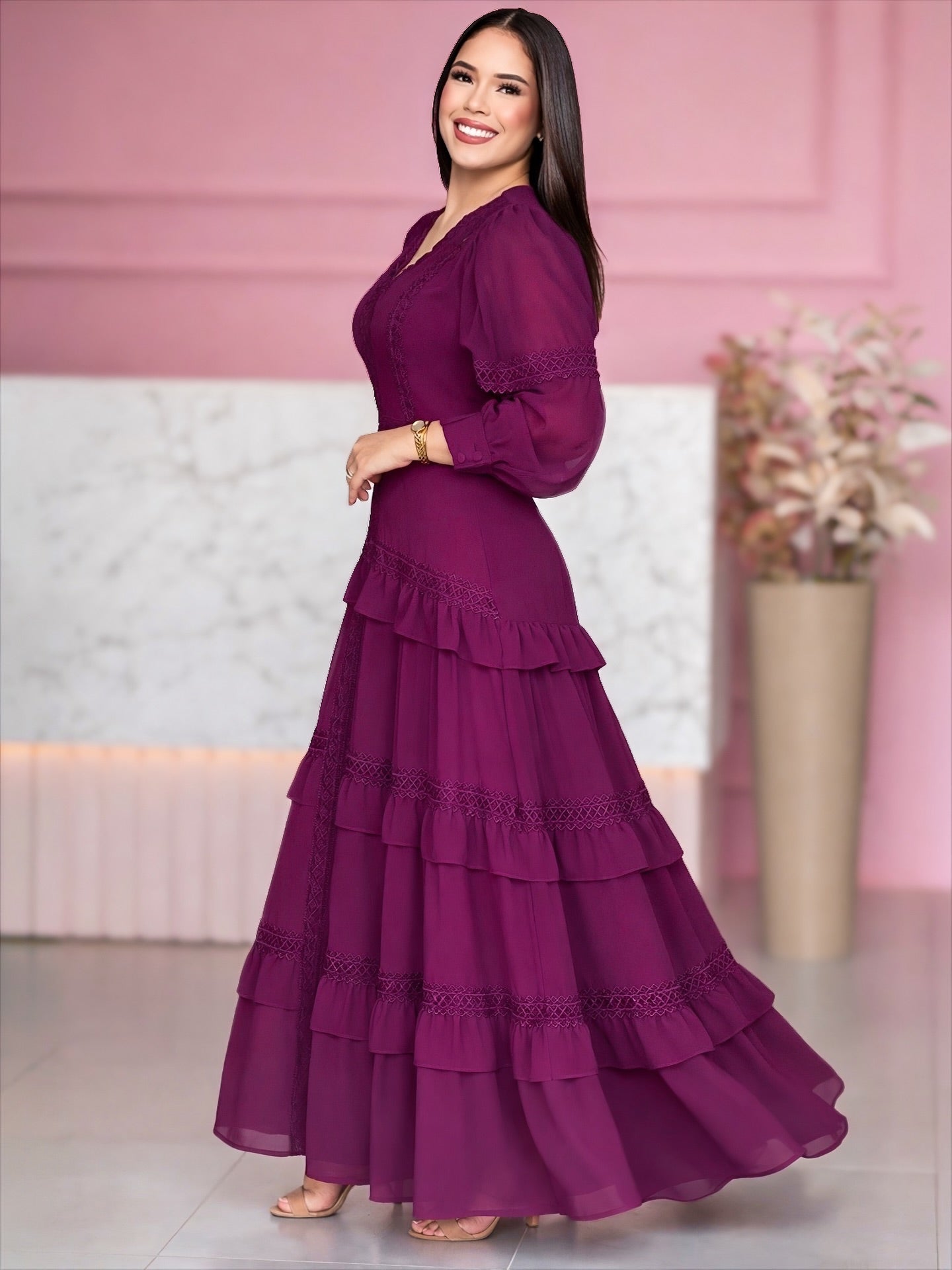 Vestido Florencia Borgoña