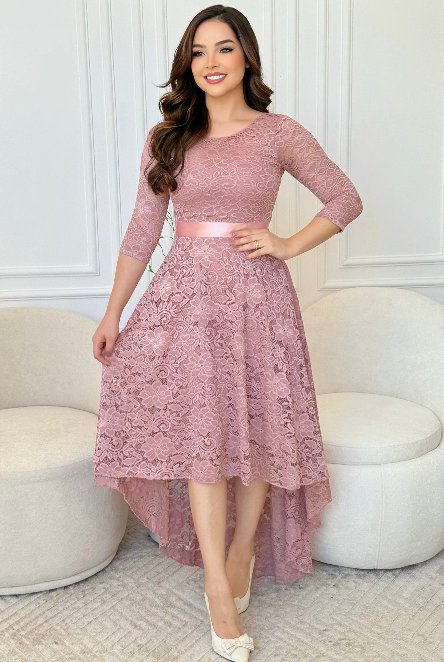 Vestido Rosa Asimétrico