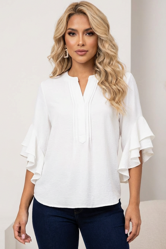 Blusa Henley c/ Mangas Acampanadas