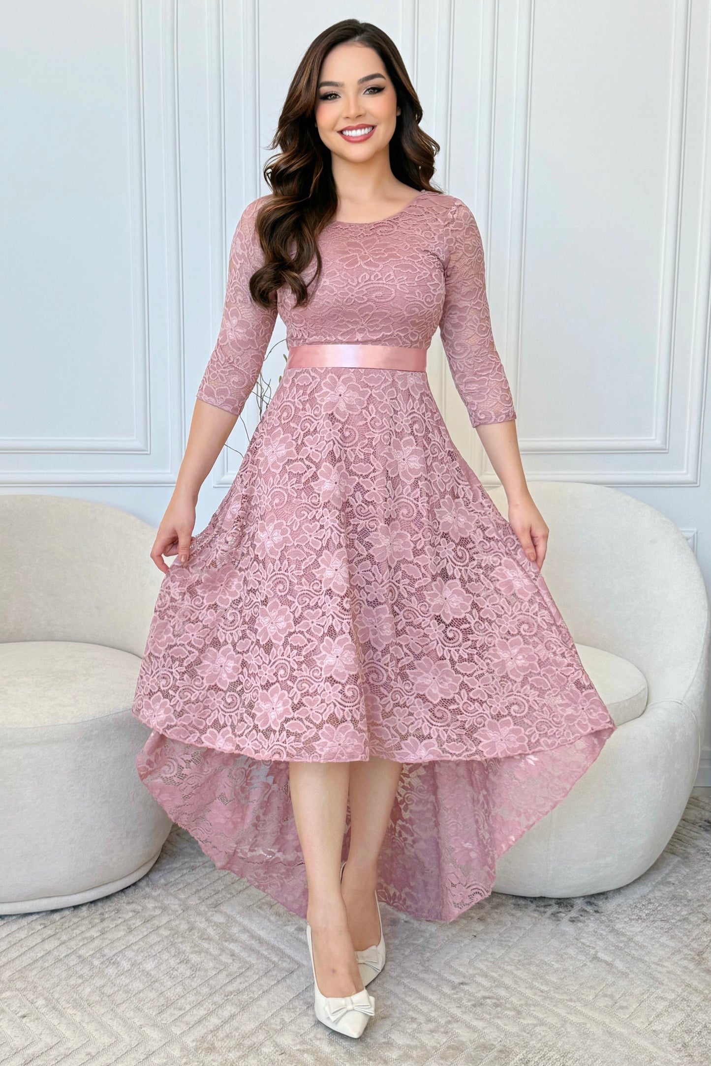 Vestido Rosa Asimétrico
