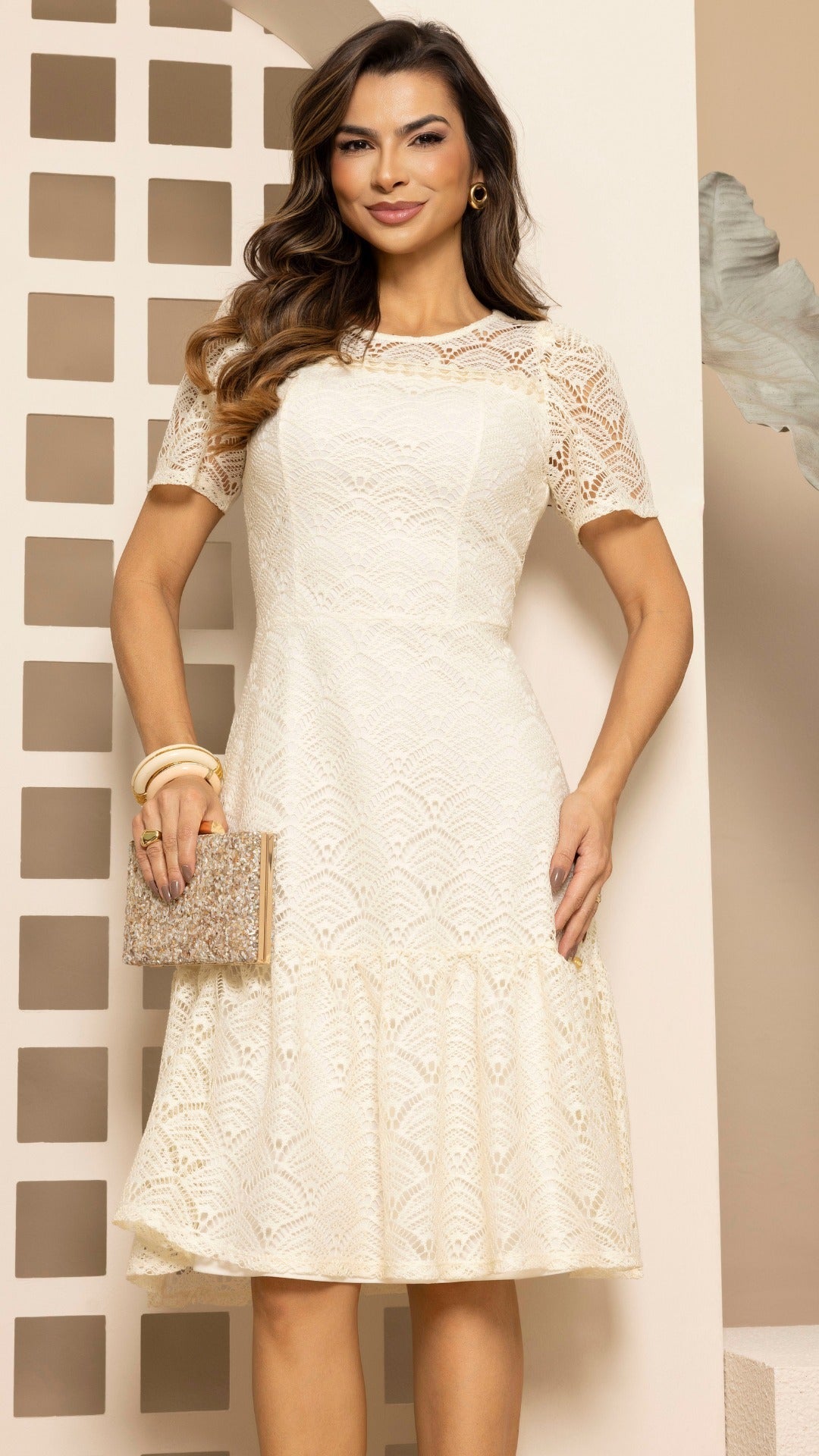 Vestido Crochét White Ivory