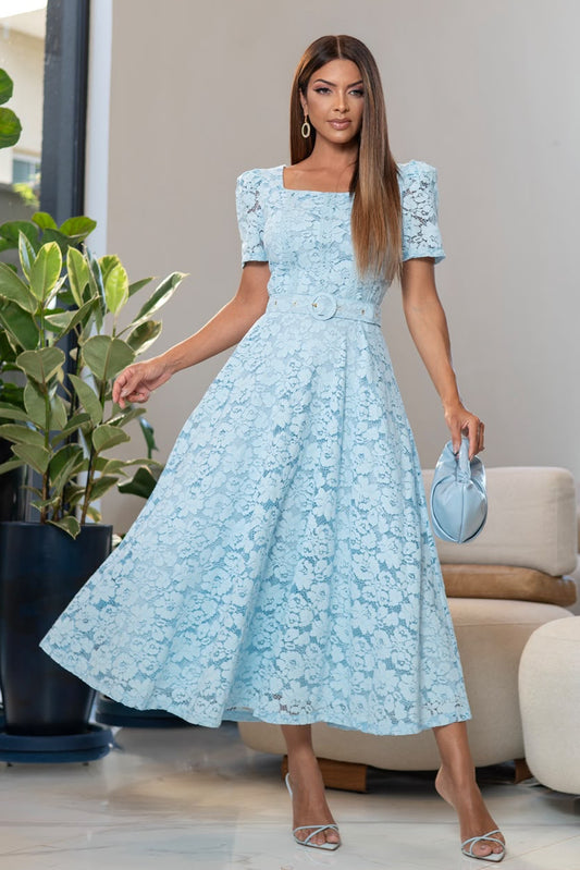 Vestido Lyra Encaje Celeste