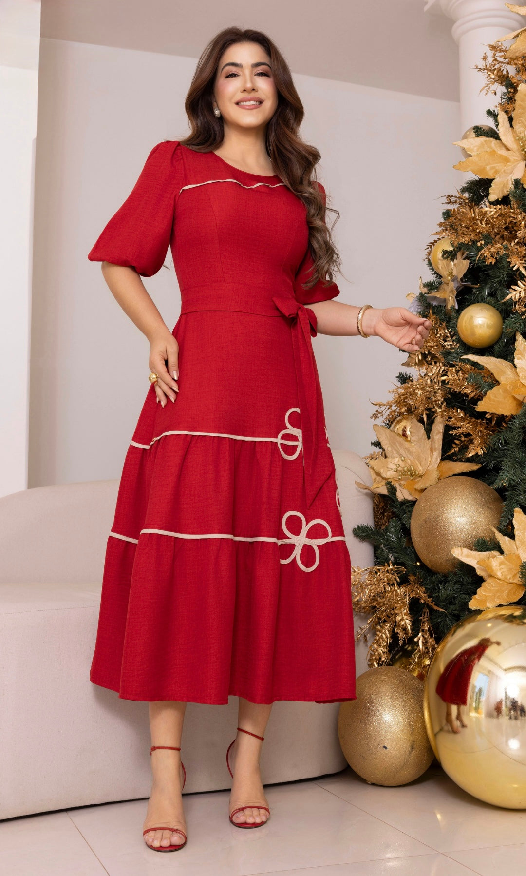 Vestido Bordado Valentina | Rojo