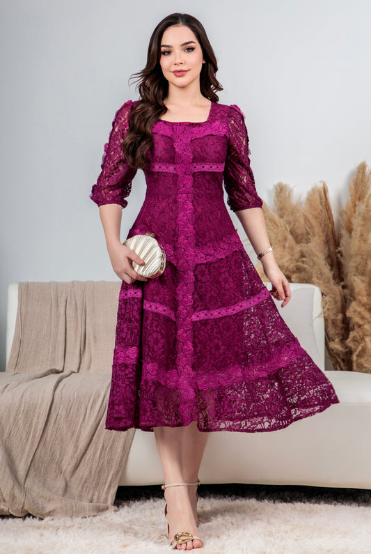 Vestido Encaje Magenta