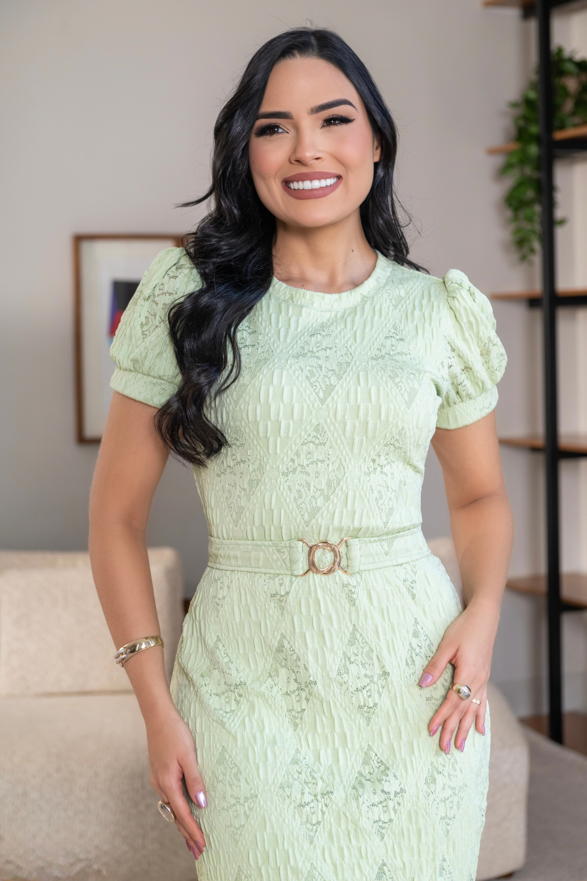 Vestido Silueta Jacquard Mint