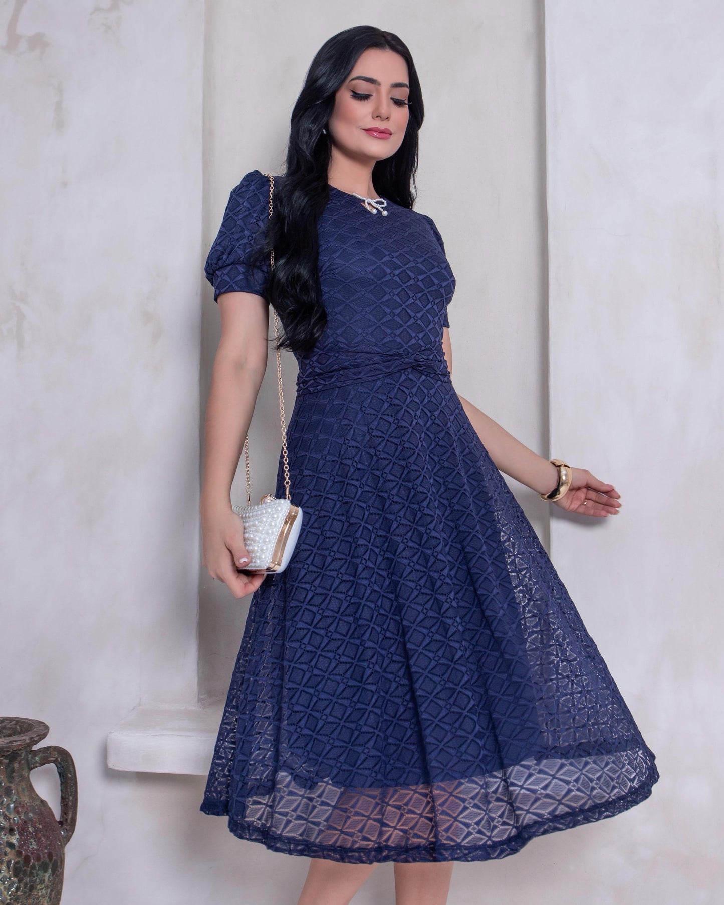 Vestido Encaje Romántico | Navy