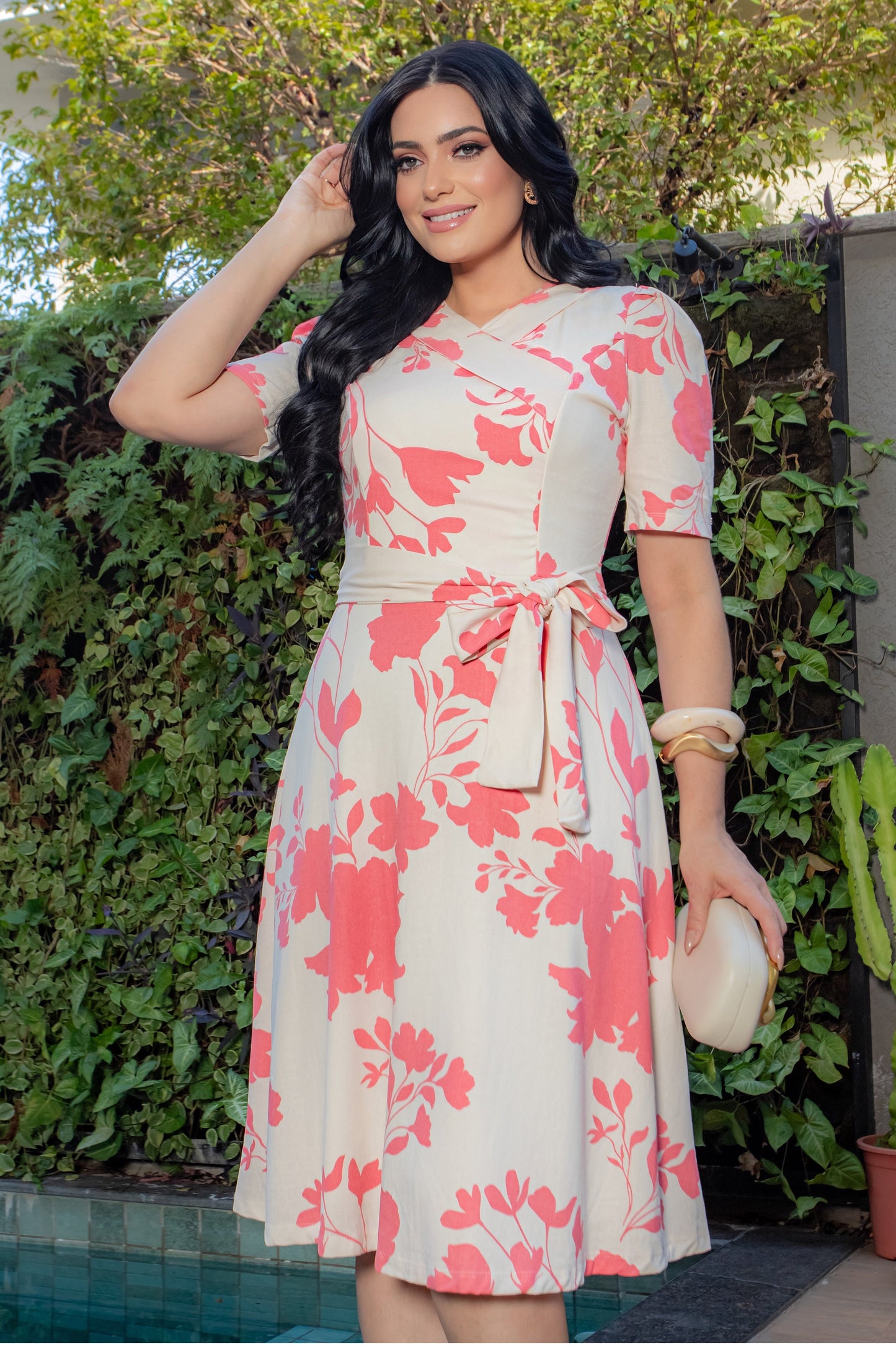 Vestido Monet Floral Coral