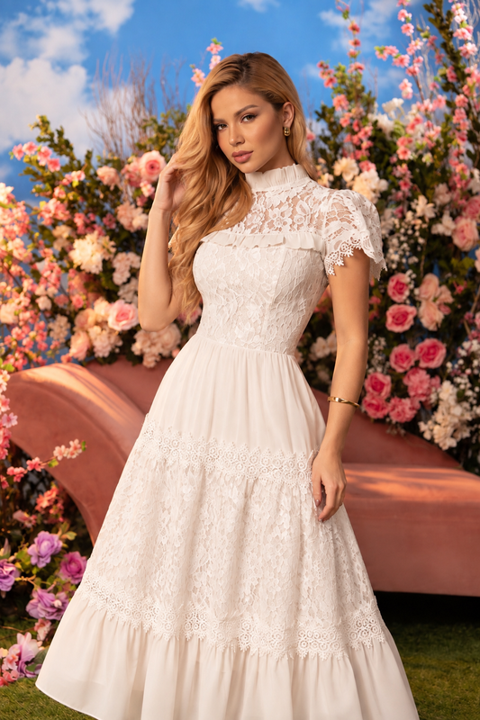 Vestido Amorella Encaje Blanco