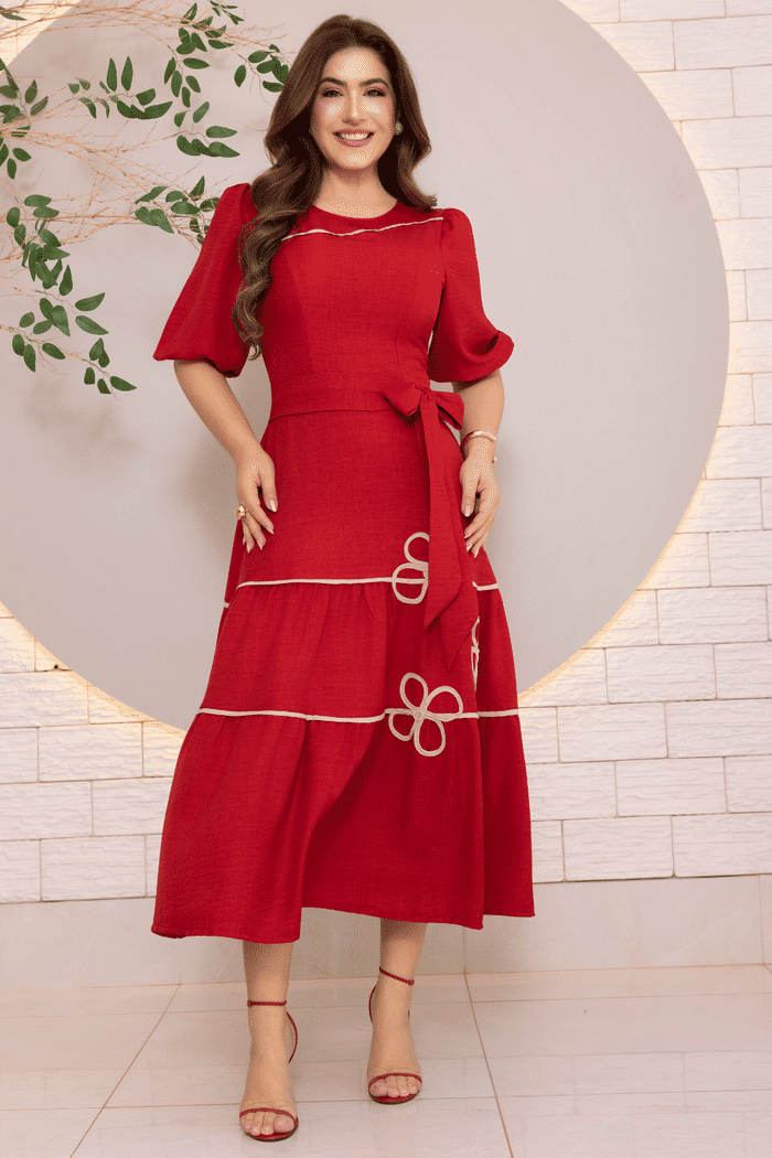 Vestido Bordado Valentina | Rojo