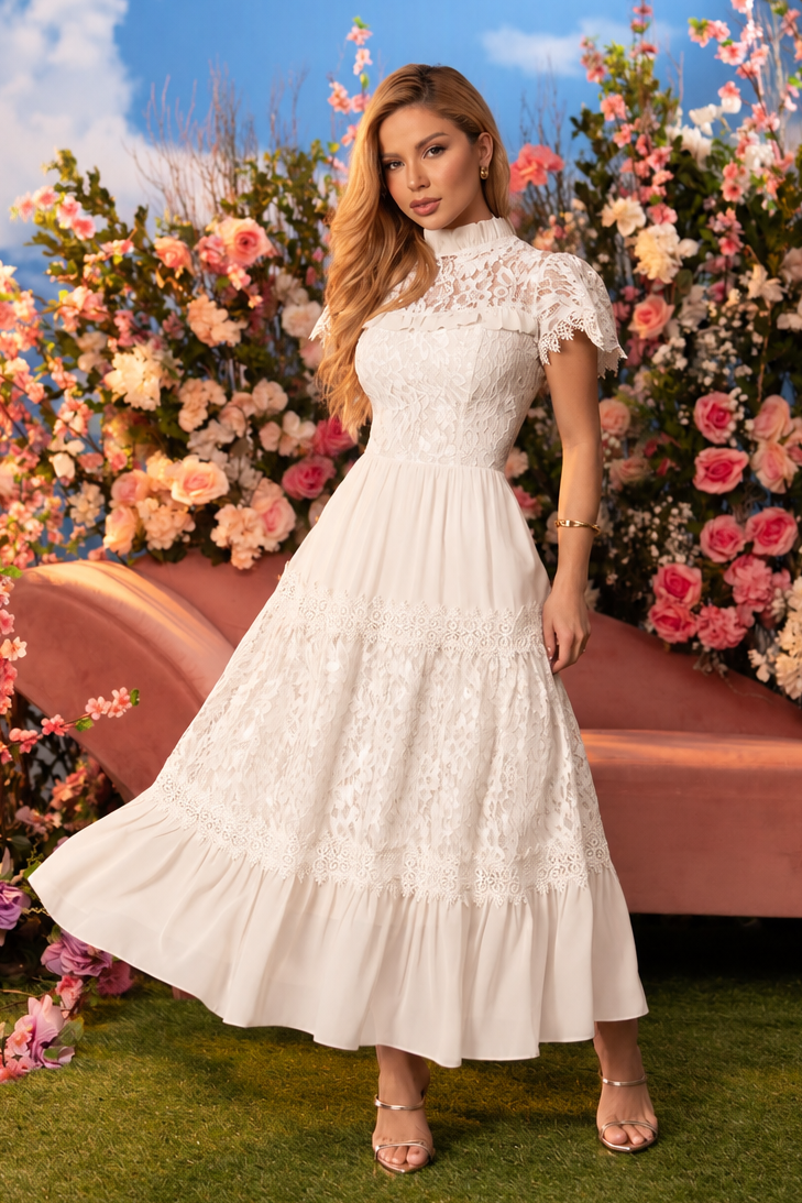 Vestido Amorella Encaje Blanco