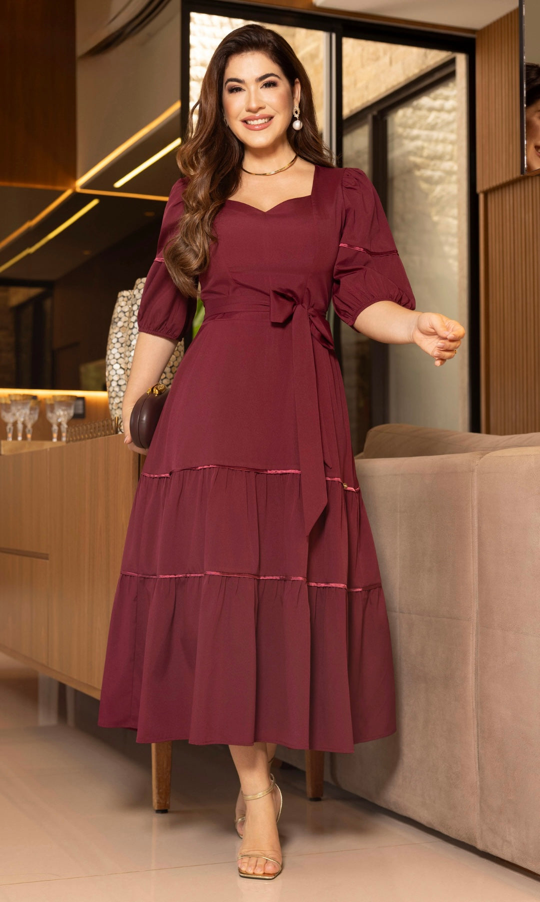 Vestido Amara Bordeaux