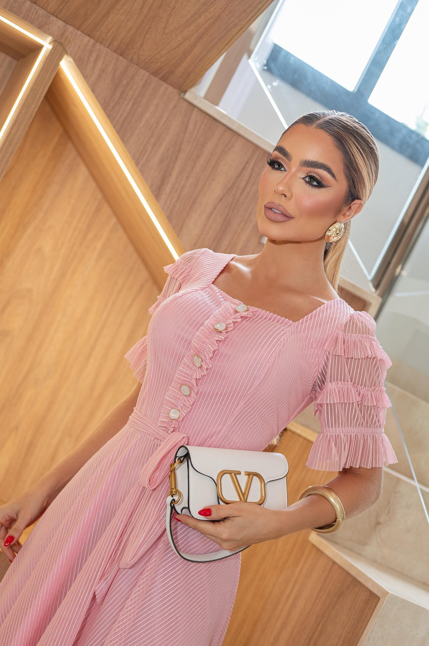 Vestido Acampanado | Rosa