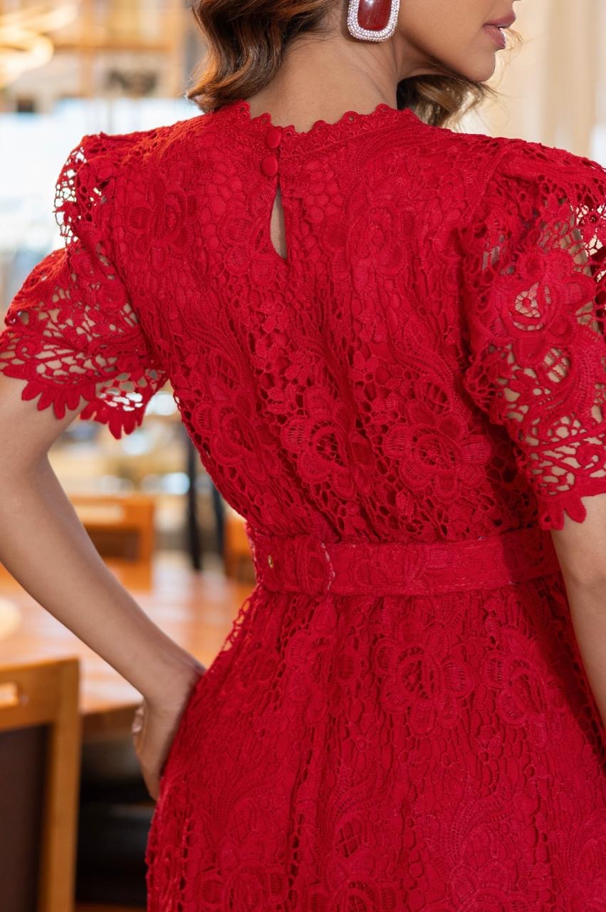 Vestido Encaje Milano Rosso