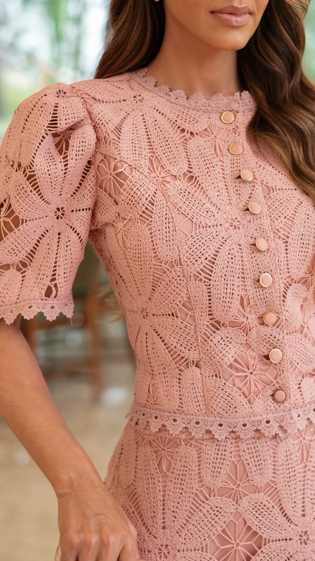 Conjunto Crochét Amelie Rosa