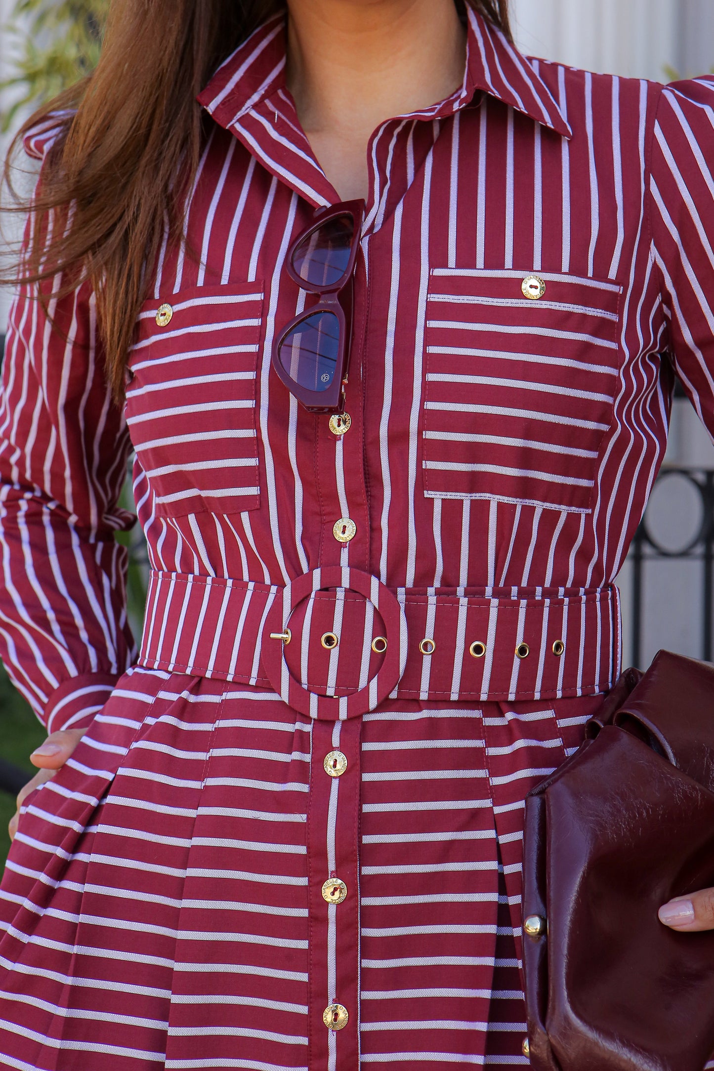 Vestido Camisero Burdeos Lineal