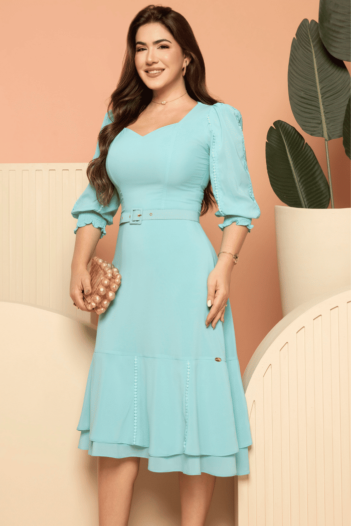 Vestido Sofía | Muselina Turquesa
