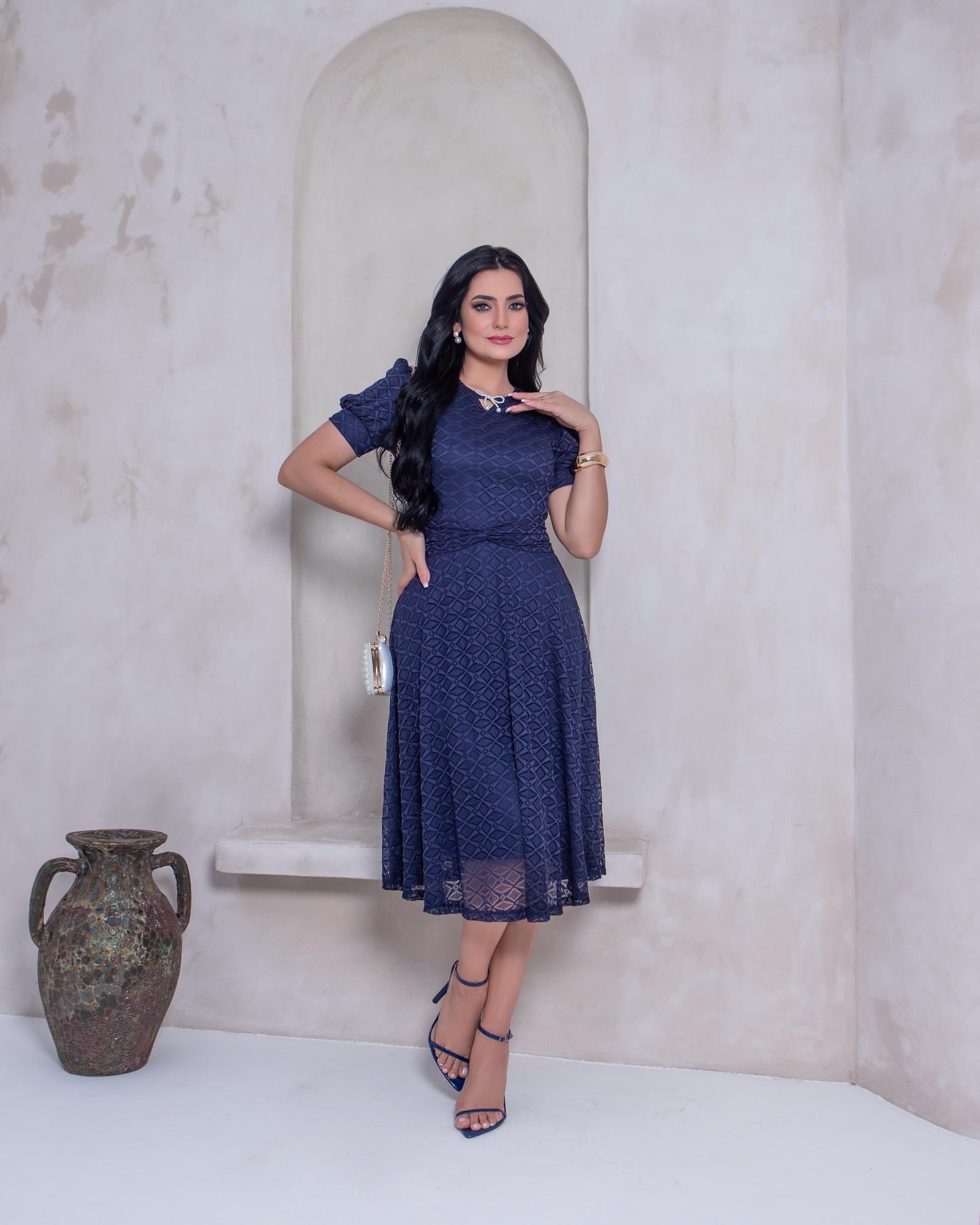 Vestido Encaje Romántico | Navy