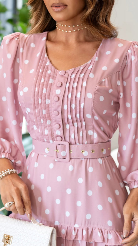 Vestido Blush & Dots
