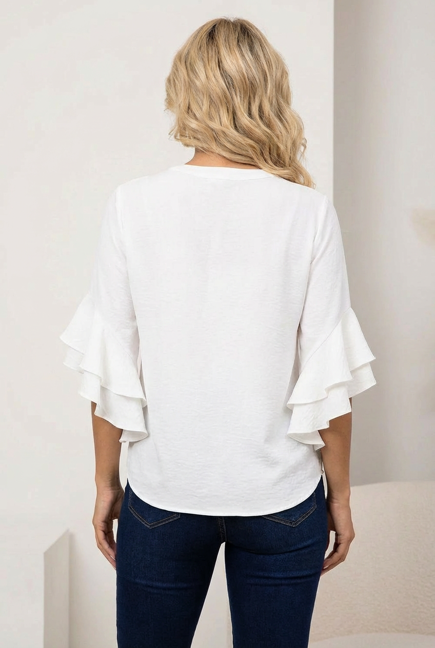 Blusa Henley c/ Mangas Acampanadas