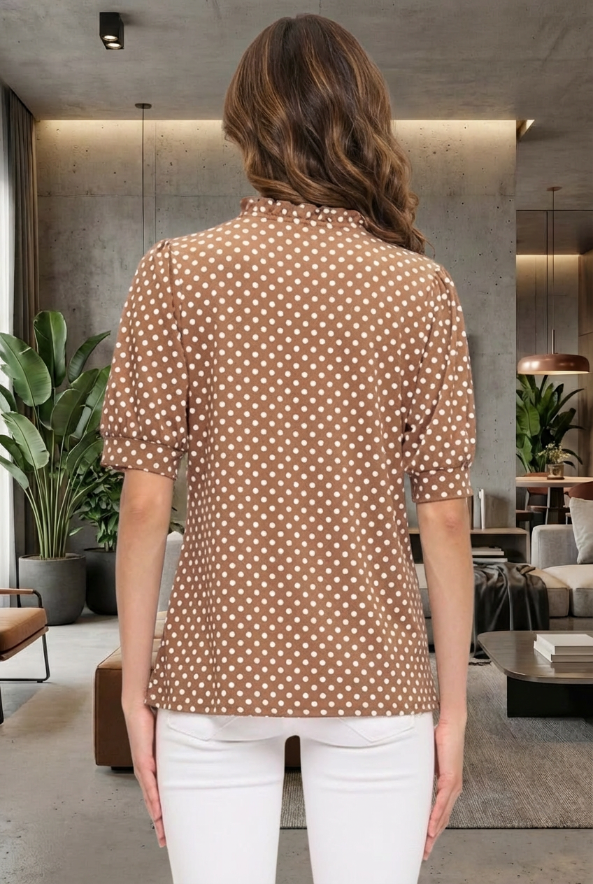 Blusa Moca Polka Dots