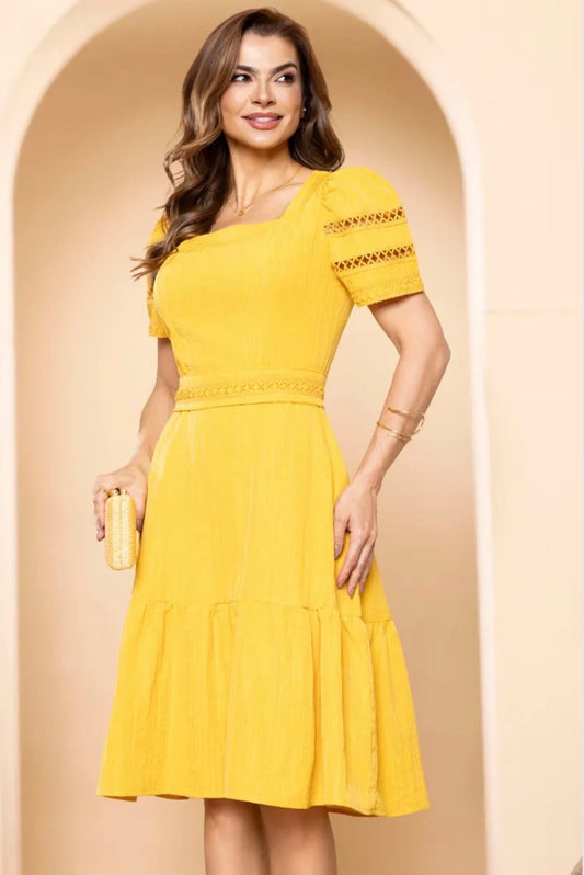 Vestido Soleil Lino & Guipur