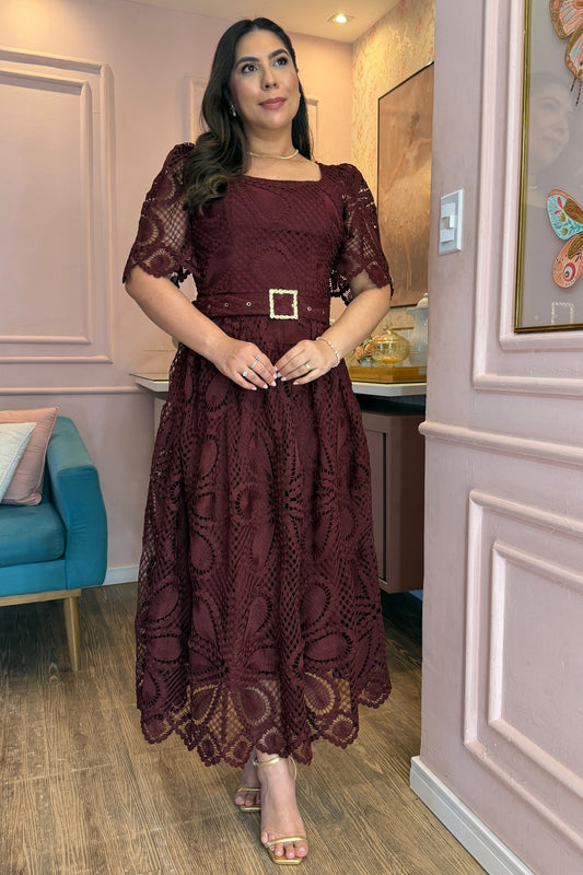 Vestido Magnolia Royal Encaje Burgundy