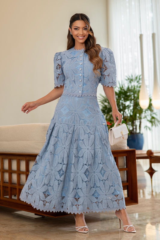 Conjunto Crochét Amelie Azul