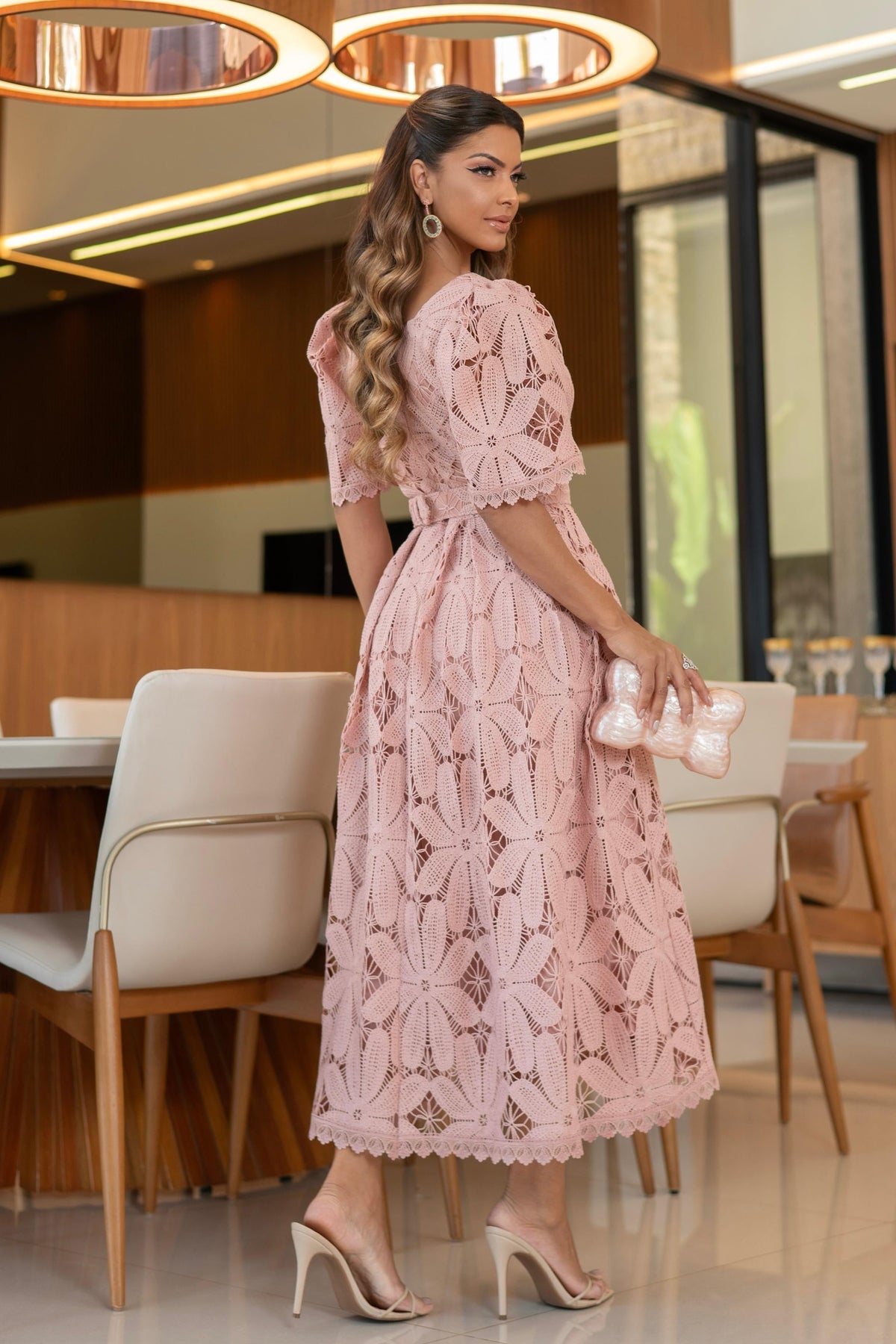Vestido Crochét Alura Blush