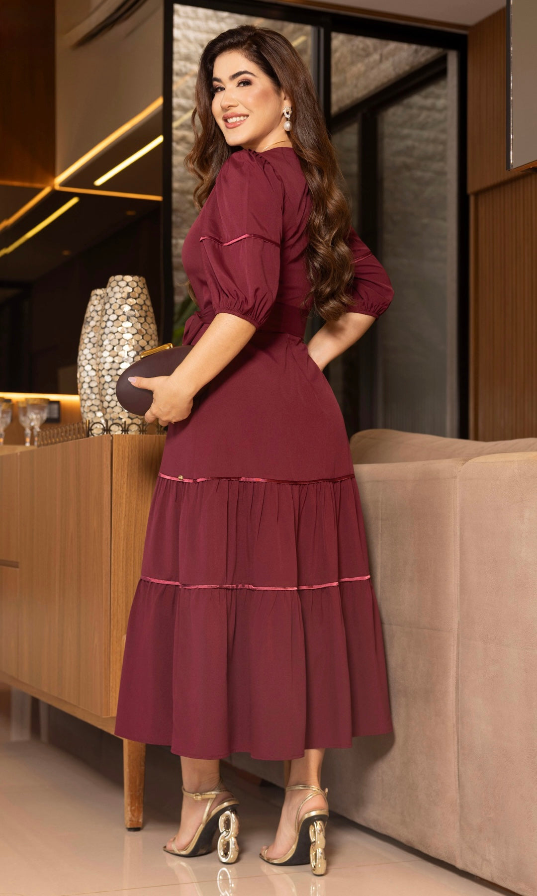 Vestido Amara Bordeaux