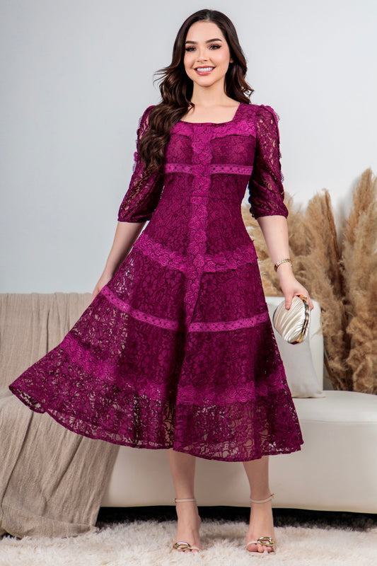 Vestido Encaje Magenta