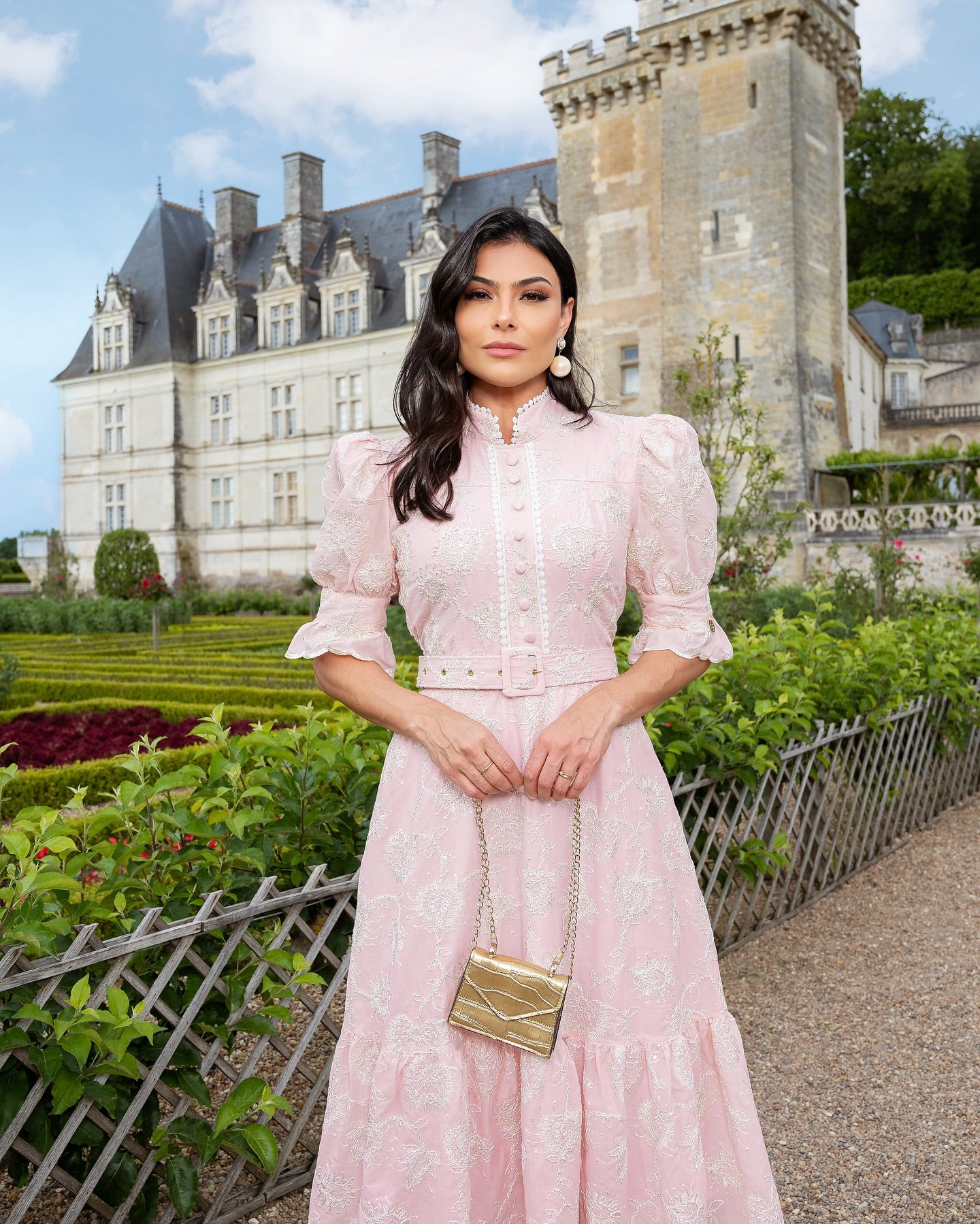 Vestido Rosa Encaje Francia