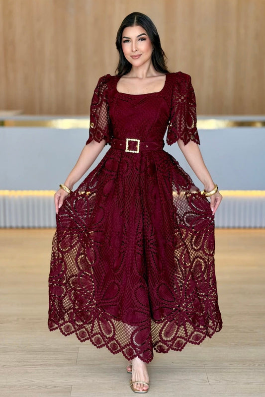 Vestido Magnolia Royal Encaje Burgundy