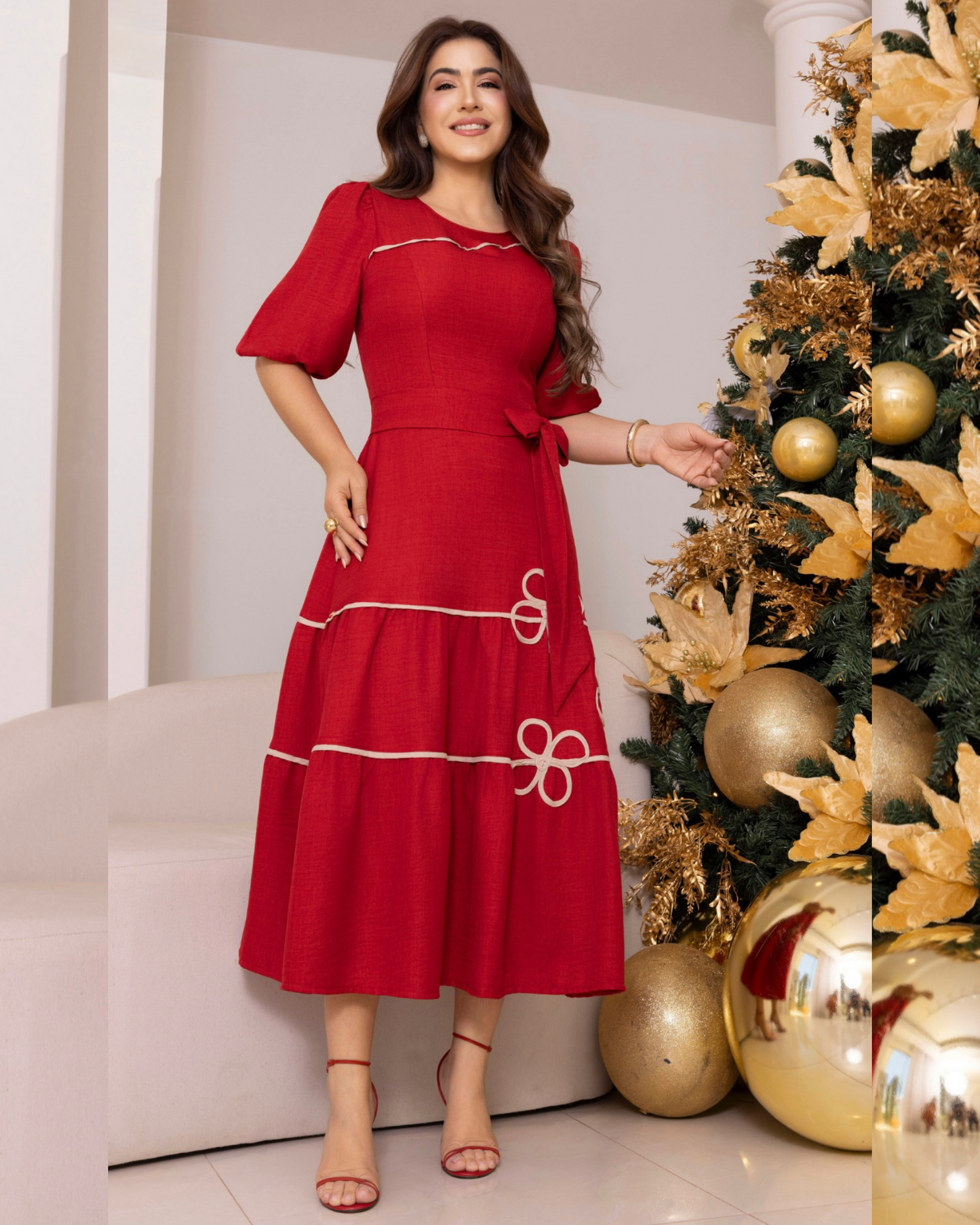 Vestido Bordado Valentina | Rojo