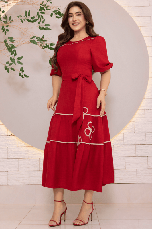 Vestido Bordado Valentina | Rojo