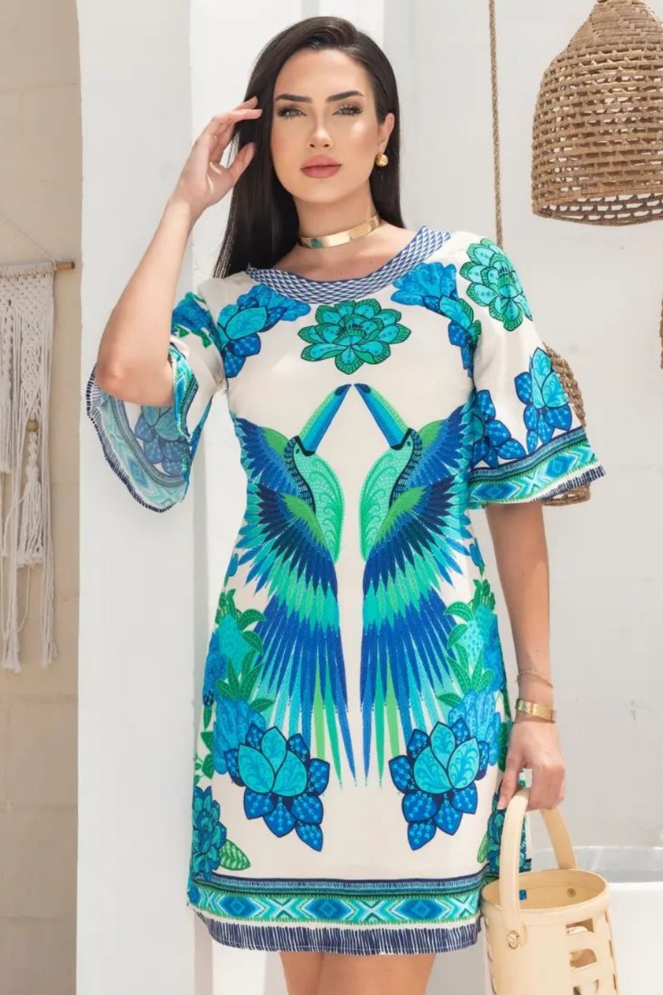 Vestido Estampado Peacock