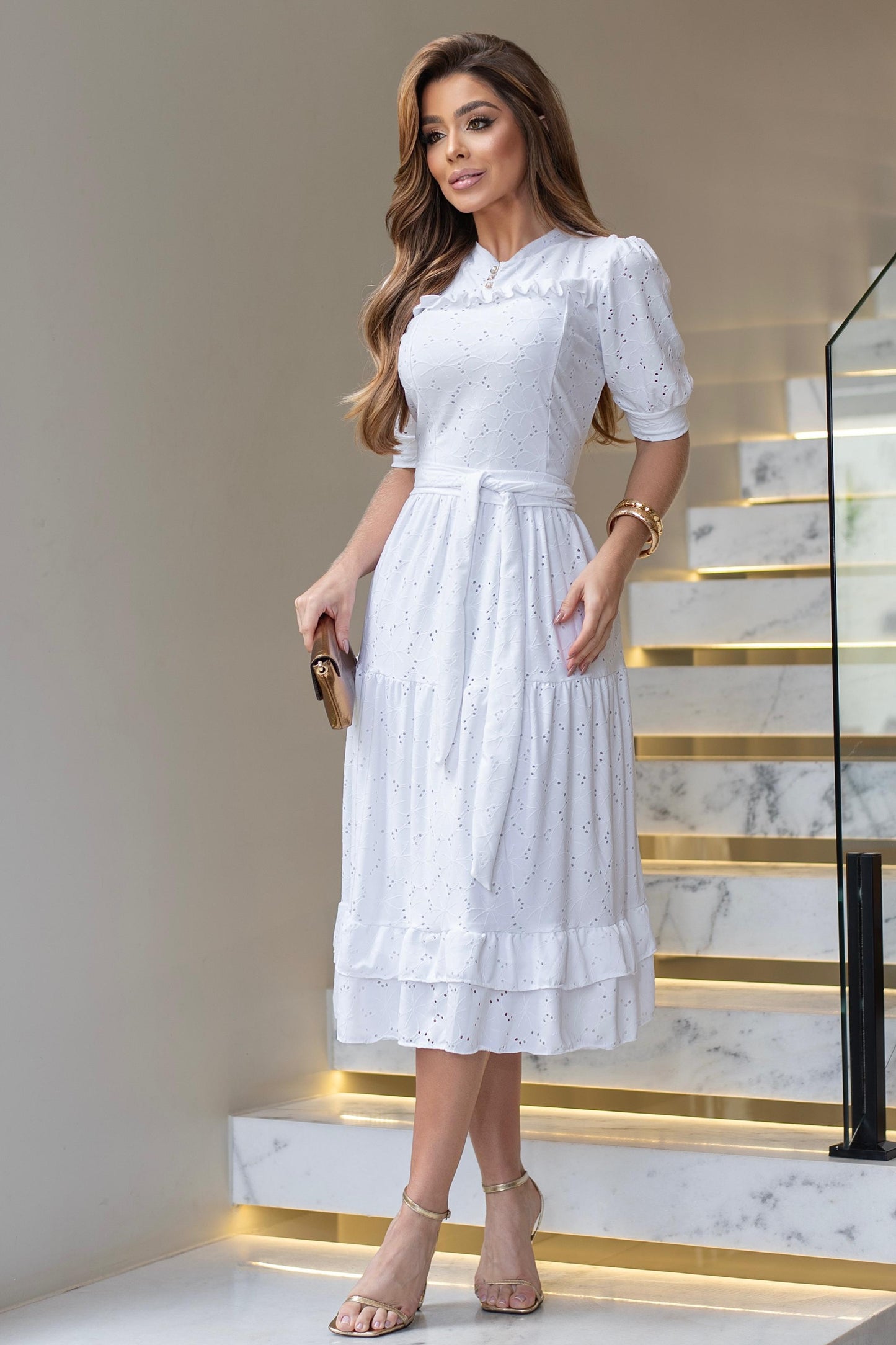 Vestido Encaje Stretchs Blanco