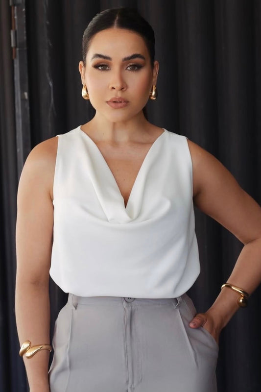 Blusa Drapeada Ejecutiva Blanco