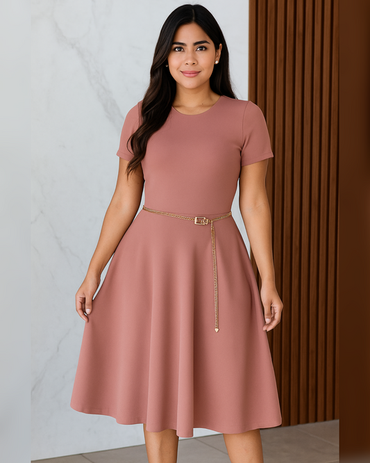 Vestido Acampanado Rosa